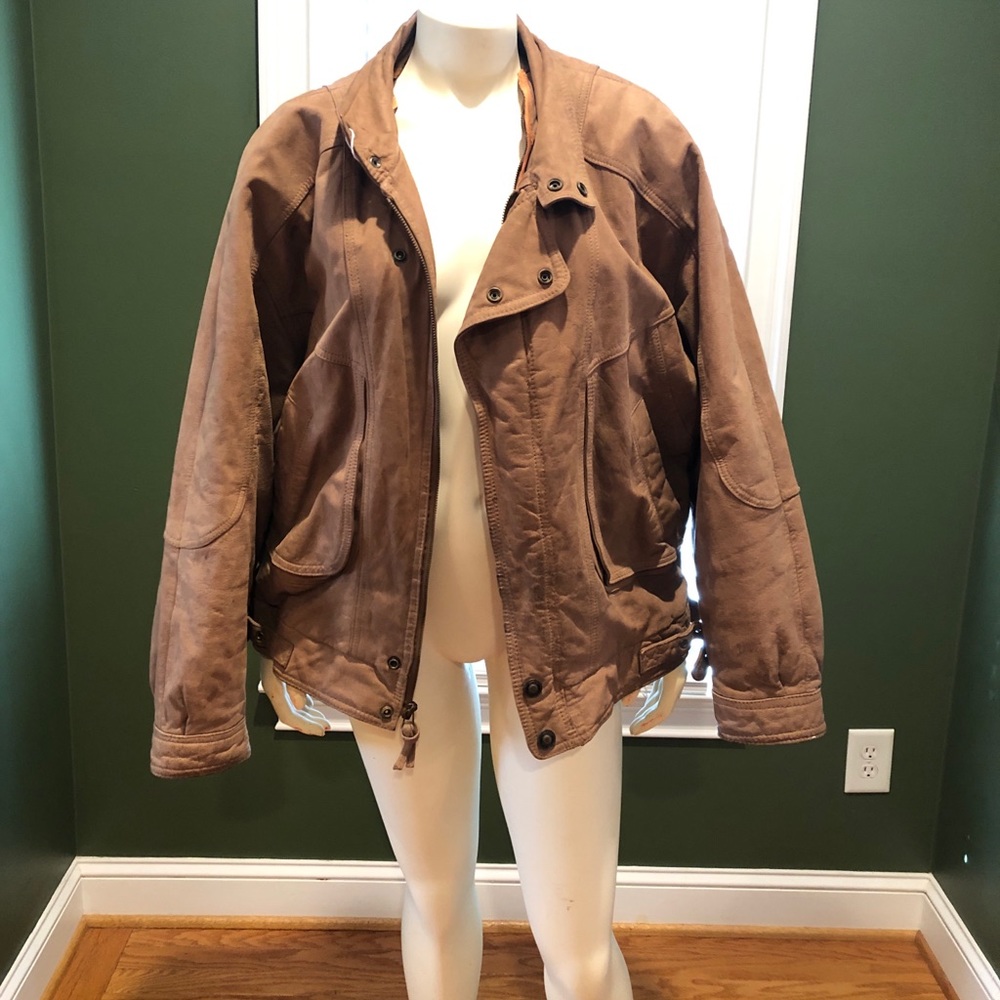 Green Fields by Shafmaster Brown Leather bomber